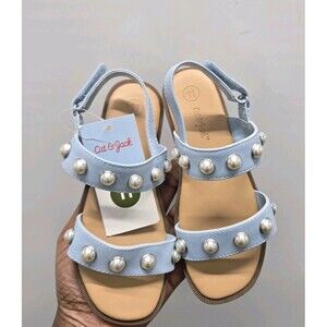 Cat & Jack Toddler Selene Pearl Open Toe Sandals Buckle Size 11